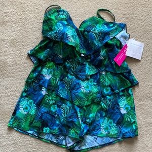 NWT fit 4u ruffled swim romper